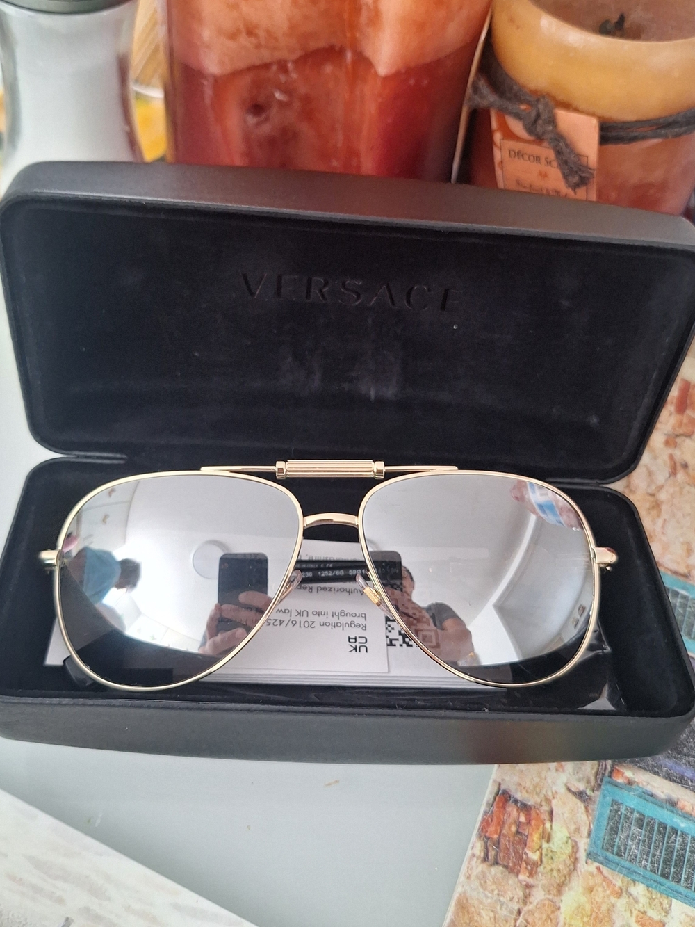 Versace Men’s Aviator Sunglasses - Gold Frame, Silver Lenses